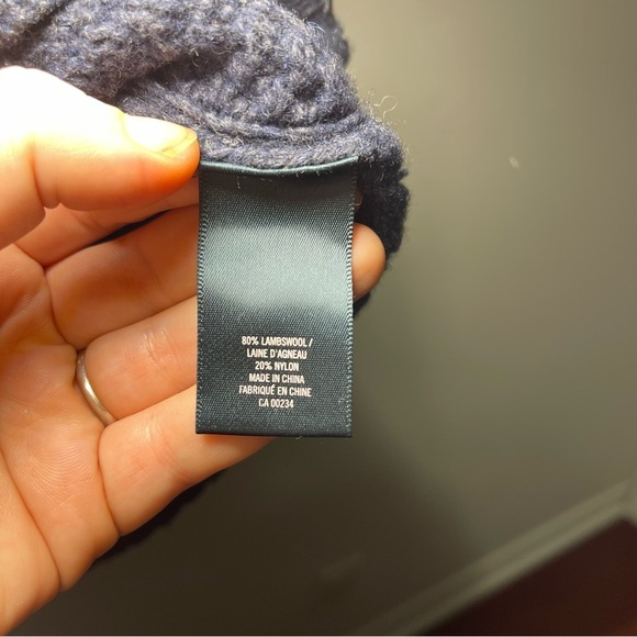 Hudson North Men’s Navy Cable Knit Lambswool V-Neck preppy academia Sweater M - Picture 4 of 7